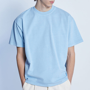 T-shirts pour hommes 100% coton, col rond côtelé de haute qualité, coupe ample, design personnalisé avec logo, épaules tombantes, t-shirt décontracté pour hommes - Product Image 4