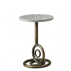 Mango Wood Solid Round <b>Side</b> <b>Table</b> with Marble Top Traditional Design Eco-Friendly Durable Easy Clean Living Room Furniture - Product Image 4
