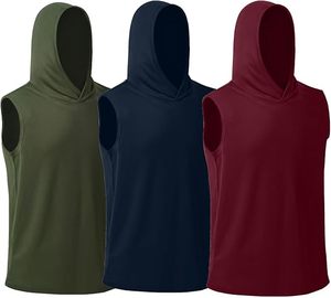 Sudadera con Capucha Unisex sin Mangas, Color Sólido, Corte Holgado, Informal, sin Forro, Azul, 100% Algodón - Product Image 4