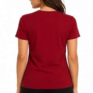 Camiseta de Manga Corta con Cuello Redondo de Algodón Premium para Mujer, Camiseta Informal Básica de Moda, Suave y Cómoda para Uso Diario, Fabricante Personalizado - Product Image 3