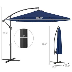 Ombrellone da Patio a Braccio Orientabile Blu Navy 10FT, Materiale Resistente ai Raggi UV e all'Acqua, Raggio 3M per Parchi - Product Image 3