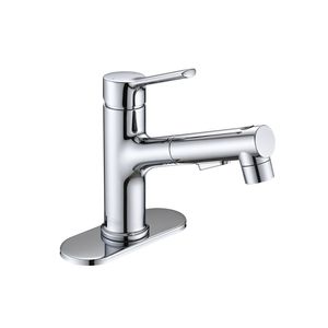 Rubinetto Moderno Monocomando per Lavabo Bagno con Doccetta Estraibile e Tappo Scarico a Scomparsa - Rubinetti per Lavabo e Lavandino - Product Image 1