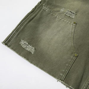 Shorts en jean unisexe délavé à l'acide avec fermeture éclair, personnalisables, grandes tailles, respirants, pour l'été, en denim délavé à la pierre - Product Image 5