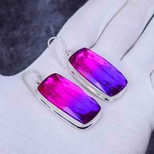 Boucles d'oreilles pendantes en tourmaline faite à la main en argent sterling 925, bijoux en pierres précieuses naturelles, boucles d'oreilles pour femmes, vente en gros - Product Image 6