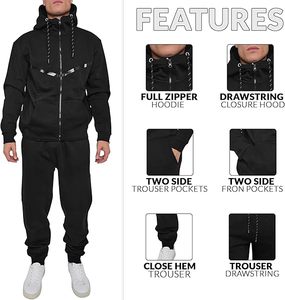 Men's Tracksuits with Zipper Pockets, Full <b>Zip</b> <b>Hooded</b> Sweatsuits 2 Piece Jogging Athletic Sets Long Sleeve Trendy Outfits - Product Image 4