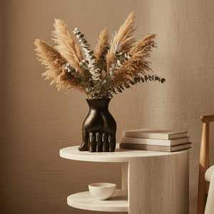 Vase à fleurs moderne en aluminium noir fait main, design griffe sculptée, léger, pour table, décoration de bureau et maison, écologique - Product Image 3
