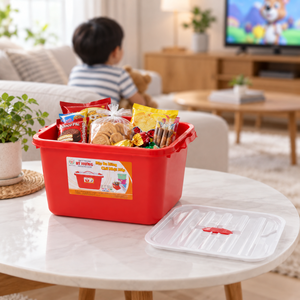 Caja de Almacenamiento Apilable de Plástico de 12L con Tapa y Asas Laterales, Contenedor Compacto Multiusos para Hogar, Apartamento, Armario, Encimera, Organizador - Product Image 1