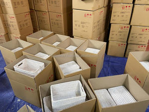 Hot New White Wash Cestas de almacenamiento de ratán Rectangulares con asas recortadas Accesorios de cocina para almacenamiento de alimentos - Product Image 6