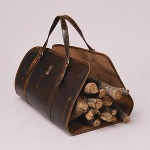 Sac de transport pour bûches en cuir véritable et bois, robuste, fait main, style vintage, pour cheminée LWC-0051 - Product Image 4