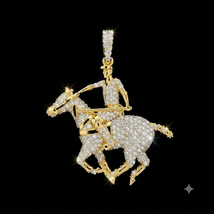 Collier de luxe personnalisé pour homme en or massif 10K avec diamant Moissanite, motif joueur de polo et cheval, pendentif de mode sur mesure, cadeau - Product Image 6