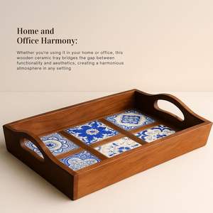 ถาดเสิร์ฟไม้ทรงสี่เหลี่ยมยอดนิยมพร้อมช่องแบ่งสำหรับใส่แก้ว ถาดเสิร์ฟเกรดเชิงพาณิชย์สำหรับใช้ในบ้าน ร้านอาหาร และร้านกาแฟ - Product Image 3