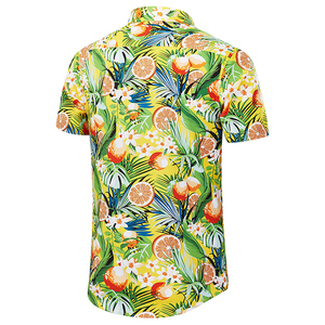 เสื้อเชิ้ตฮาวายสีเหลืองสำหรับผู้ชาย แขนสั้น ลายต้นปาล์มและเรือใบ ระบายอากาศได้ดี เหมาะสำหรับทำงาน วันหยุดพักผ่อน ฤดูร้อน ปกเสื้อแบบพับได้ - Product Image 5