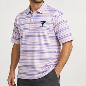 Polo à manches courtes pour homme Trackstar, rayures horizontales lavande et blanc, col boutonné, décontracté, pour le golf, logo personnalisé - Product Image 4