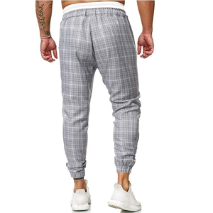 Men Plaid Elastic Waist Drawstring Jogger Pants With <b>Side</b> Pockets Casual Breathable Sweatpants Spring Style - Product Image 4