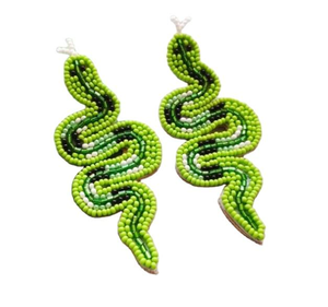 New Design Handmade Seed <b>Bead</b> Embroidery Blue Snake <b>Large</b> Stud Drop Earrings for Women - Product Image 1