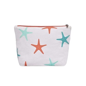 Bolsa de viaje para cosméticos ecológica unisex, lona de algodón, yute, estilo étnico personalizado, patrón de letras, cierre de cremallera, precio al por mayor - Product Image 3