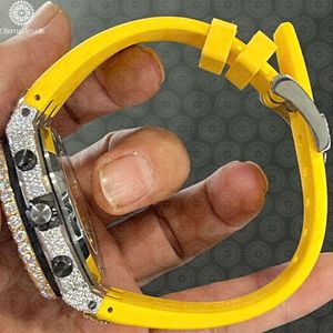 Montre de Luxe pour Homme Charmante, en Acier Inoxydable Doré, Lunette Sertie de Diamants, Mouvement Mécanique Analogique, Date Automatique, Boîtier Carré 40mm, Poussoir - Product Image 3