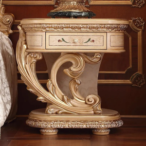 Luxury European Style Royal Gold Solid Mahogany Wood <b>Antique</b> Hand Carved Bedroom Set with Storage for Apartment Indonesia - Product Image 4