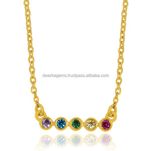 Más vendidos clásico 925 plata esterlina chapado en oro natural multi piedra color collar de piedras preciosas joyería - Product Image 3
