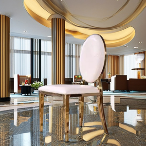 Chaise de salle à manger moderne de luxe en métal doré avec pieds coniques pour hôtel et restaurant, utilisation intérieure/extérieure - Product Image 2
