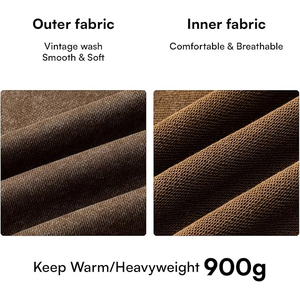 Sweat à capuche unisexe double couche thermique à fermeture éclair intégrale, doublure gaufrée, teinture acide, rouge vintage vieilli, poids hiver 500 g/m² - Product Image 6