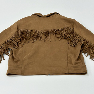 Premium Brown Genuine <b>Suede</b> <b>Leather</b> Men Fringe <b>Jacket</b> Zipper Closure Desert Nomad Moto Biker <b>Jacket</b> Customization Available - Product Image 3