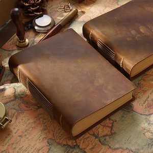 Sheets(400Pages) Kraft Paper Sketchbook Notepad Holders Genuine Leather Sewing Hardcover Travel <b>Writing</b> <b>Journal</b> Dairy Gift - Product Image 5