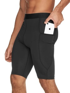 Shorts pour homme vert olive, séchage rapide, anti-plis, poches avant, taille mi-haute, coupe élastique, style décontracté sport, en tissu polyester toile - Product Image 6