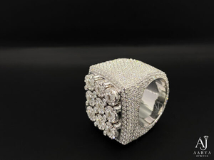 Bague Ice Out en Moissanite, taille ronde, sertie à griffes, plaquée rhodium, en argent 925, style Hip Hop, pour homme, idéale pour fiançailles et mariage - Product Image 5