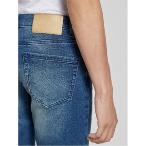 Unisex Mid Waist Solid Color Denim Bermuda Shorts Ripped Washed Casual Style Drawstring Closure 100% Cotton Breathable Front - Product Image 4