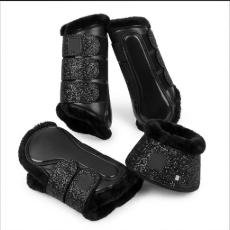 Bottes de protection pour chevaux TAK, couleur unie, en silicone et caoutchouc, noires, protection complète des jambes - Product Image 4