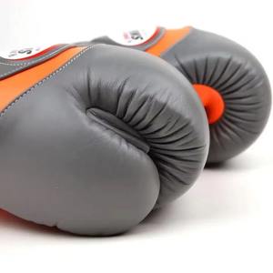 Nouveaux gants de boxe TWINS à manches longues personnalisés gris et orange, gants de boxe TWINS en cuir de qualité supérieure, gants d'entraînement professionnels TWINS, gants de sparring TWINS - Product Image 5
