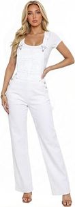 Overol de Lona para Mujer, Cintura Alta, Color Sólido, Corte Holgado, Pierna Ancha, Casual, Transpirable, para Todas las Temporadas - Product Image 3