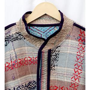 Chaquetas Kantha Vintage 100% Algodón, Chaqueta de Estilo Bohemio Premium con Cuello Mandarín, Chaquetas Kantha Elegantes, Ecológicas y Transpirables - Product Image 6