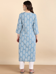 <b>Women</b> Rayon Straight Printed <b>Kurta</b> Quick Dry Summer Casual Office Party Lifestyle Fashion Modern Daily Wear Best Price Supplier - Product Image 5