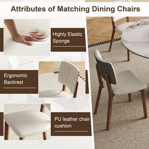 Moderno tavolo da pranzo in pietra sinterizzata da 59 pollici con giradischi da 35 pollici con Base in legno color noce unica 6 sedie per 6-8 persone - Product Image 5