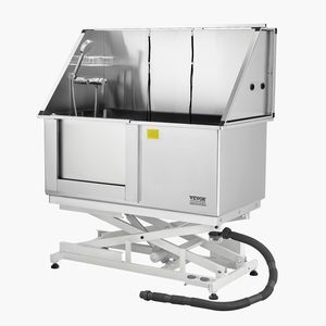 Estación de Lavado Profesional para Perros de 50 Pulgadas con Elevación Eléctrica, Bañera de Acero Inoxidable para Peluquería Canina con Filtro de Agua de PE para Limpieza y Baño - Product Image 1