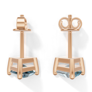 Rose Gold Plated Sterling <b>Silver</b> Trillion Cut London Topaz Prong <b>Set</b> <b>Stud</b> <b>Earrings</b> Classic Women's Jewelry Heerani Jewels Water - Product Image 5