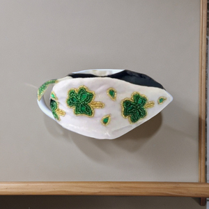 Hot Selling St Patrick Day Embroidered Knot <b>Headband</b> White Fabric Hairband with Green Shamrock Design for Women Comfortable 2026 - Product Image 2