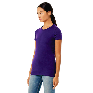 Women's <b>Purple</b> Crew Neck Short Sleeve T-<b>Shirt</b> Slim Fit Casual Solid Color 100% Cotton Jersey Fabric Breathable All Seasons Wear - Product Image 1