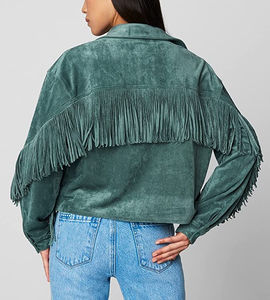 Veste en cuir à franges, cuir d'agneau véritable pur, fabriqué au Pakistan, quatre fermetures éclair, manches longues, doux, respirant, doublure en viscose teinte, hiver - Product Image 5