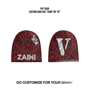 Gorro de Punto Acrílico ZAINI Premium de 320 GSM para Adultos Unisex, Rojo y Negro, con Bordado Personalizado - Product Image 1