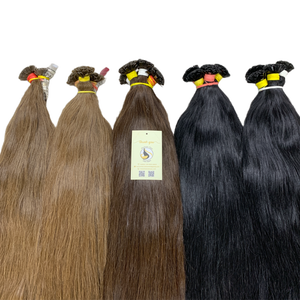 ผมต่อปลายแบนทำจากเคราตินต่อผมตรงสีน้ำตาลเข้มเรียงตามธรรมชาติ - Product Image 1