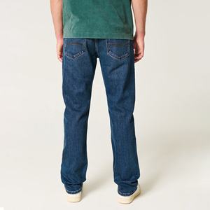 Pantalones vaqueros de mezclilla de calidad superior Pantalones vaqueros rectos ajustados de lavado oscuro para hombre Pantalones vaqueros clásicos informales para hombre - Product Image 3