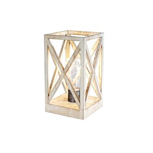 Farol Rectangular de Madera con Diseño de Marco en X para Decoración del Hogar, Portavelas Vacío - Product Image 1