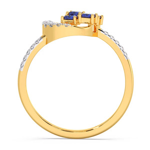 Blue Color Stone Geometric Loop Diamond Ring - Product Image 2