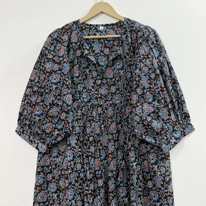 Vestido Casual Midi para Mujer, Tejido 100% Algodón, Liso, Manga Corta, Cintura Imperio, Estilo Babydoll, Cuello en V, Holgado, Funcional - Product Image 4