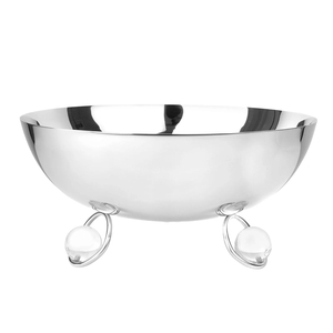Cuenco con Patas de Trípode Plateadas, Acabado Cromado Elegante con Patas de Doble Anillo Entrelazadas, Decoración Moderna y Chic - Product Image 3