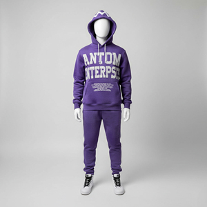 Mens Winter Purple Graphic Tracksuit Set Custom Printed <b>Hoodie</b> Jogger Pants Streetwear Hip Hop Two-Piece Casual Outfit 100% - Product Image 2