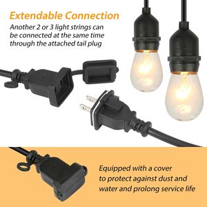 Luci a Corda per Esterni Impermeabili da 48 Piedi, Luci Commerciali per Patio e Giardino, Cavi di Alimentazione e Prolunghe, Lampadine Incluse - Product Image 3